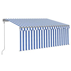 vidaXL Toldo autom&aacute;tico persiana LED sensor viento azul blanco 3x2,5m