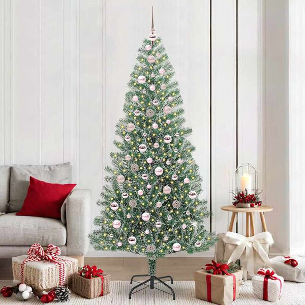 vidaXL Árbol de Navidad Artificial Nevado con Luz LED Verde y 210 cm
