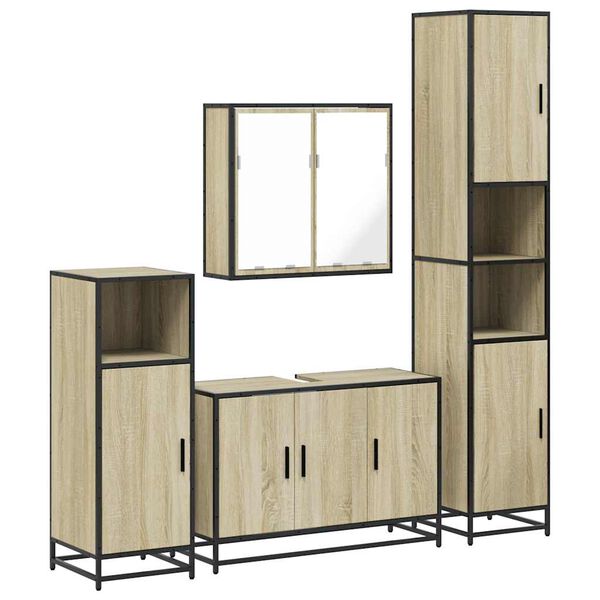 vidaXL Juego de muebles de baño 4 pzas contrachapada roble sonoma