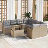 vidaXL Conjunto de sof&aacute; de jard&iacute;n 9 pcs Beige Rattan de Poli&eacute;ster