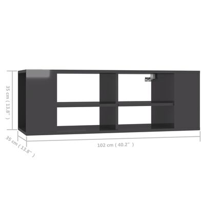 vidaXL Mueble de pared TV madera contrachapada gris brillo 102x35x35cm