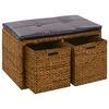 vidaXL Banco con 2 cestas hierba marina 71x40x42 cm marr&oacute;n