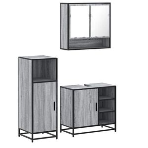 vidaXL Set de muebles de ba&ntilde;o 3 pzas madera contrachapada gris sonoma