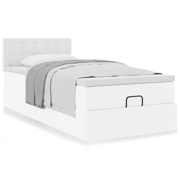 vidaXL Cama otomana colch&oacute;n cuero sint&eacute;tico blanco 90x200cm