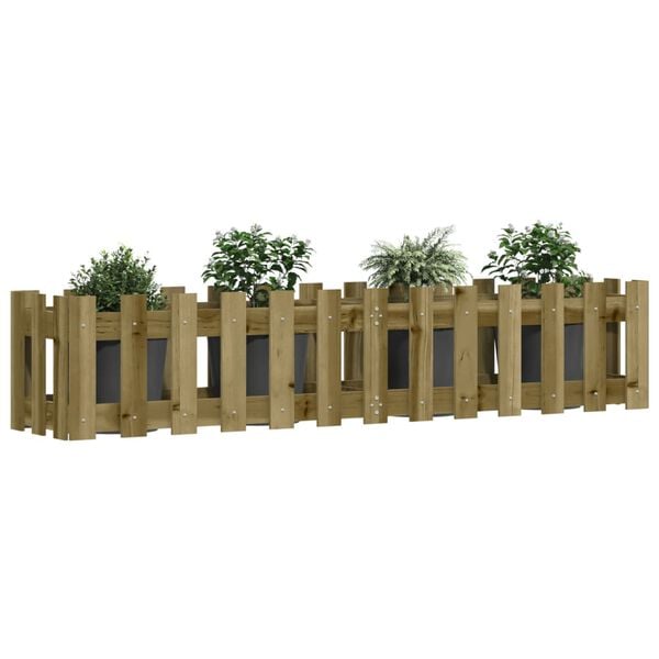 vidaXL Arriate elevado jard&iacute;n valla madera impregnada pino 150x30x30cm