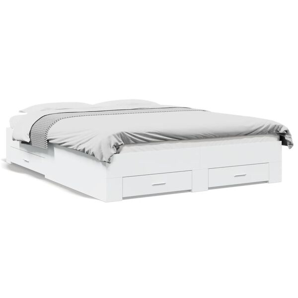 vidaXL Cama con cajones madera de ingenier&iacute;a blanco 140x200 cm