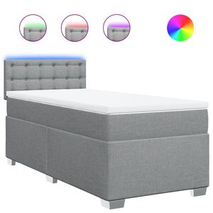 vidaXL Cama box spring con colch&oacute;n tela gris claro 100x200 cm