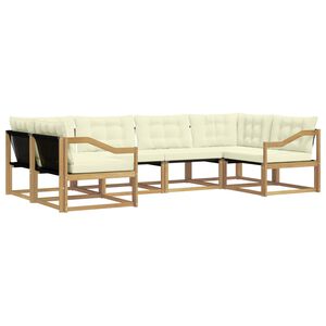 vidaXL Conjunto de sof&aacute;s de exterior con coj&iacute;n 6 pcs Blanco y Crema