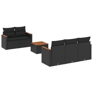 vidaXL Set de sof&aacute;s de jard&iacute;n 6 piezas y cojines rat&aacute;n sint&eacute;tico negro