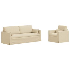 vidaXL Juego de Sof&aacute; 2 pcs Crema 198 x 78 x 80 cm tela