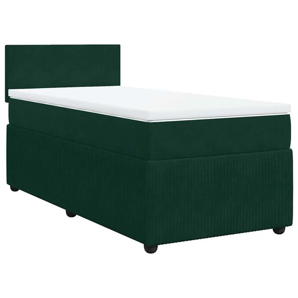 vidaXL Cama box spring con colch&oacute;n terciopelo verde oscuro 90x200 cm
