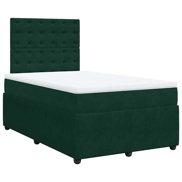 vidaXL Cama box spring con colch&oacute;n terciopelo verde oscuro 120x200 cm