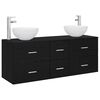 vidaXL Juego de Muebles de Ba&ntilde;o 3 uds. Roble Negro 49,5 x 41 x 64,5 cm