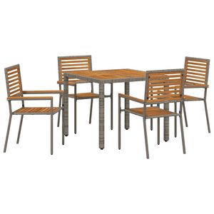 vidaXL Conjunto de Comedor de Jard&iacute;n 5 pcs Gris y marr&oacute;n