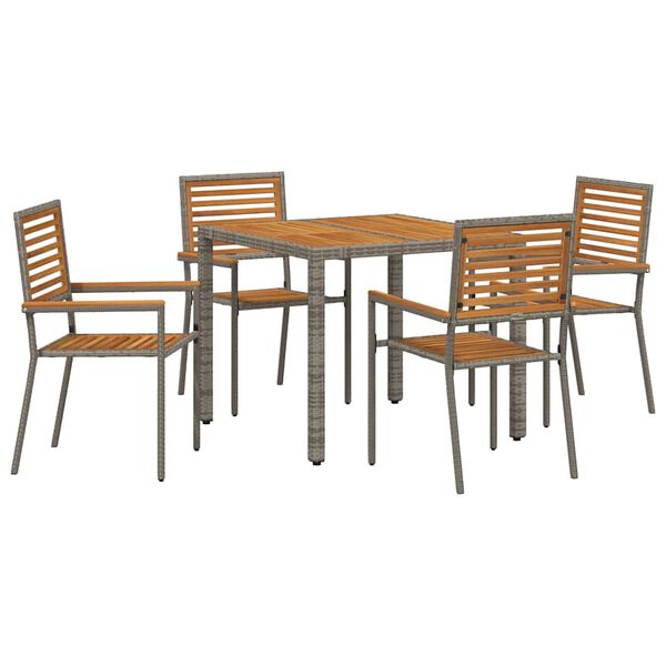 vidaXL Conjunto de Comedor de Jard&iacute;n 5 pcs Gris rat&aacute;n sint&eacute;tico