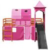 vidaXL Cama alta para ni&ntilde;os con torre madera pino rosa 80x200 cm
