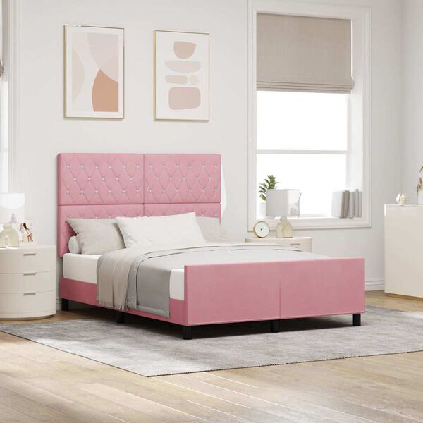 vidaXL Cama tipo Box Spring con cabecera Rosa 140 x 200 cm Terciopelo
