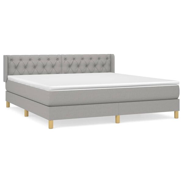 vidaXL Cama box spring con colch&oacute;n tela gris claro 160x200 cm