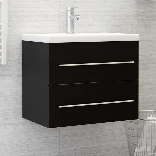 vidaXL Mueble con lavabo madera de ingenier&iacute;a negro
