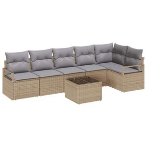 vidaXL Conjunto de sof&aacute;s de jard&iacute;n con coj&iacute;n 7 pcs Beige y Gris Claro