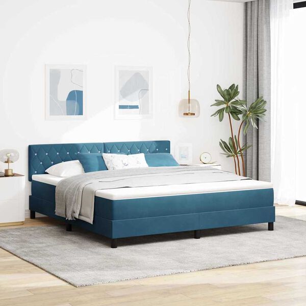 vidaXL Cama tipo Box Spring Azul Oscuro 180 x 200 cm Terciopelo