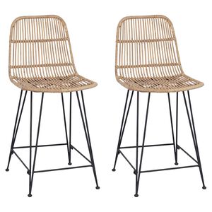 vidaXL Taburete de bar 2 uds. Natural 44 x 54 x 96 cm Rat&aacute;n y acero