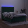 vidaXL Cama box spring colch&oacute;n y LED terciopelo verde oscuro 140x190cm