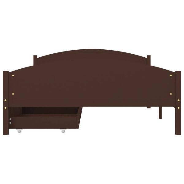 vidaXL Estructura cama 2 cajones madera pino marr&oacute;n oscuro 140x200 cm