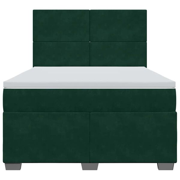vidaXL Cama box spring con colch&oacute;n terciopelo verde oscuro 140x190 cm