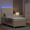 vidaXL Cama Box Spring LED con colch&oacute;n Crema 100 x 200 cm tela