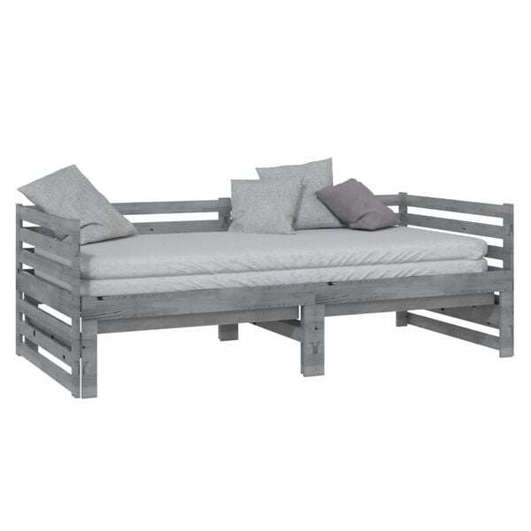 vidaXL Sof&aacute; cama extra&iacute;ble sin colch&oacute;n gris 2x(90x200) cm