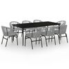 vidaXL Juego de comedor de jard&iacute;n 9 piezas rat&aacute;n sint&eacute;tico gris