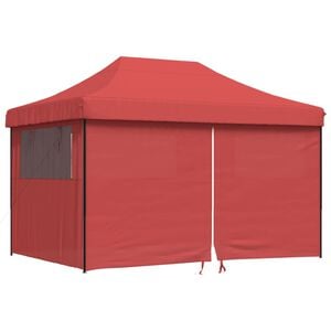 vidaXL Tienda de fiesta plegable Pop-Up 4 paredes laterales burdeos