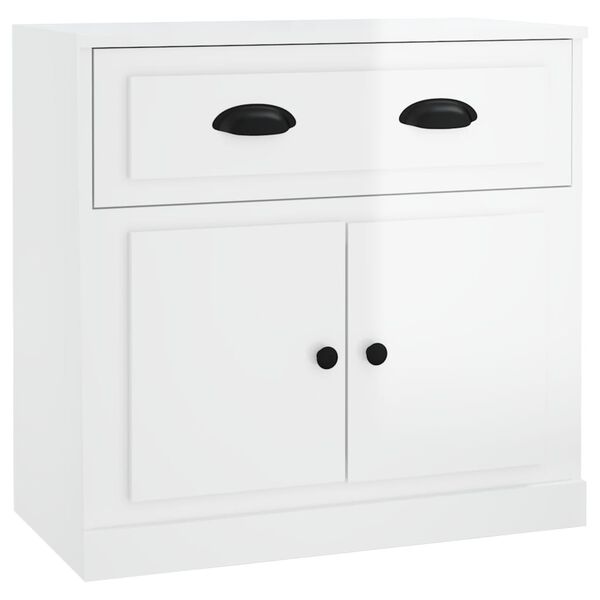 vidaXL Aparador madera contrachapada blanco brillante 70x35,5x67,5 cm
