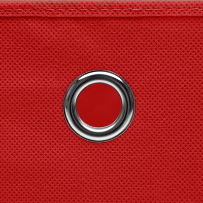 vidaXL Cajas de almacenaje con tapas 4 uds tela rojo 32x32x32 cm