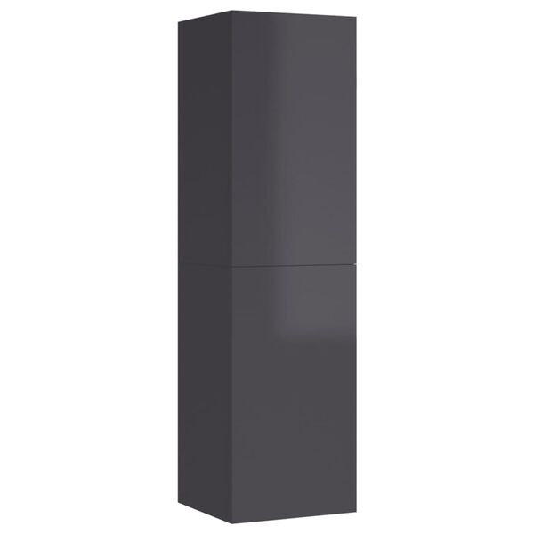 vidaXL Mueble TV 2 uds contrachapada gris brillante 30,5x30x110 cm