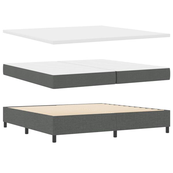 vidaXL Cama tipo Box Spring con colch&oacute;n Gris oscuro 200 x 200 cm tela