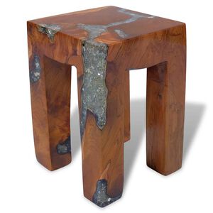 vidaXL Taburete de madera maciza de teca y resina