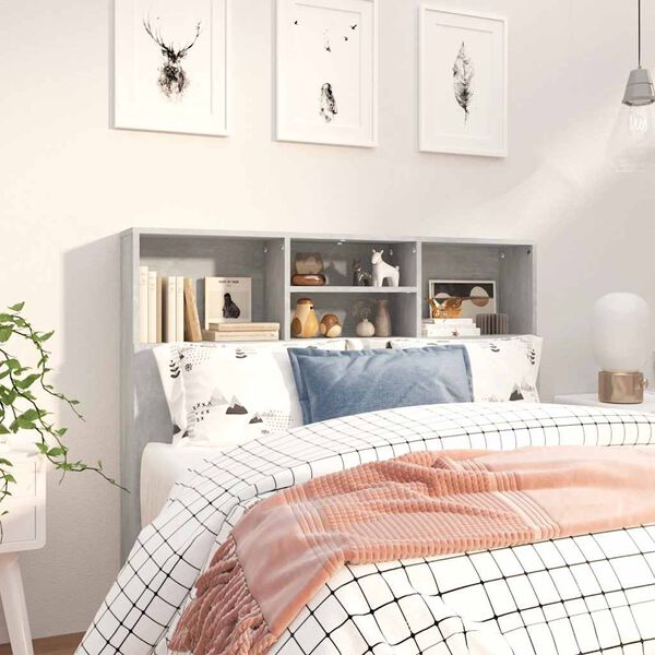 vidaXL Mueble cabecero gris hormig&oacute;n 120x19x103,5 cm
