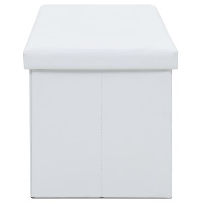 vidaXL Banco de almacenaje plegable piel sintética 110x38x38 cm blanco