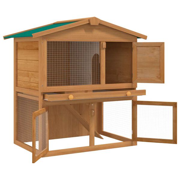vidaXL Casa de animales pequeños jaula conejera 3 puertas madera