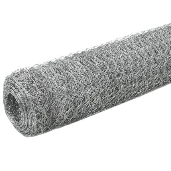 vidaXL Alambrada de gallinero acero galvanizado plateado 25x1,5 m
