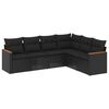vidaXL Set de sof&aacute;s de jard&iacute;n 6 piezas y cojines rat&aacute;n sint&eacute;tico negro