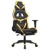 vidaXL Silla gaming masaje y reposapi&eacute;s cuero sint&eacute;tico negro dorado
