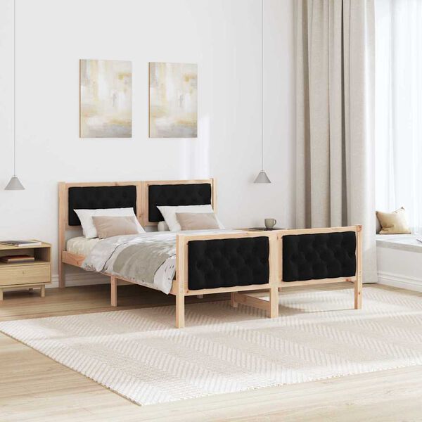 vidaXL Estructura de cama Negro 140 x 200 cm Madera de pino macizo