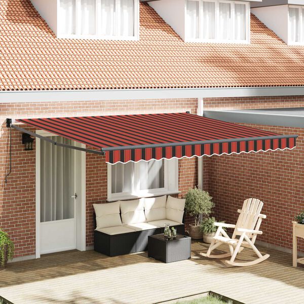 vidaXL Toldo Retr&aacute;ctil Manual Naranja y Marr&oacute;n 400 x 300 cm