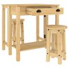 vidaXL Set de mesa alta y taburetes de bar 3 pzas madera maciza pino