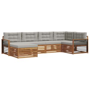 vidaXL Conjunto de sof&aacute;s de exterior 6 pcs Gris Natural y Claro