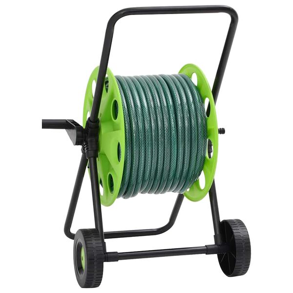 vidaXL Carrete de manguera con set de racores PVC verde 0,5" 30 m
