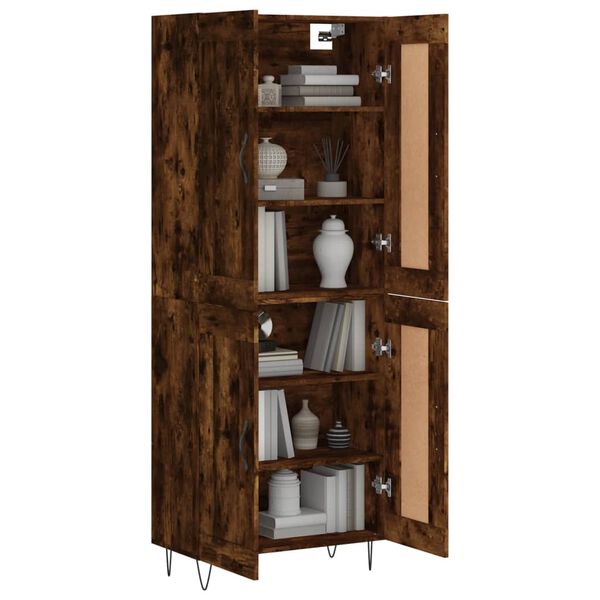 vidaXL Aparador alto madera contrachapada roble ahumado 69,5x34x180 cm
